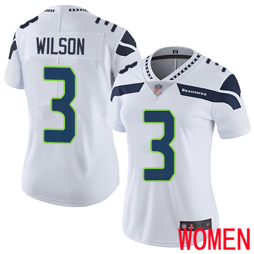 Seattle Seahawks Limited White Women Russell Wilson Road Jersey NFL Football #3 Vapor Untouchable